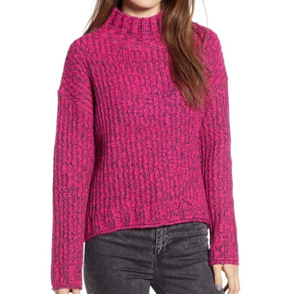 B.P. Hot pink marled mock neck sweater size medium